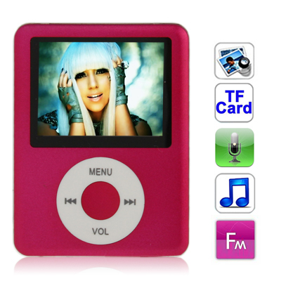 1.8 inch TFT Screen MP4 Player with TF Card Slot, Support Recorder, FM Radio, E-Book and Calendar (Magenta) - Click Image to Close